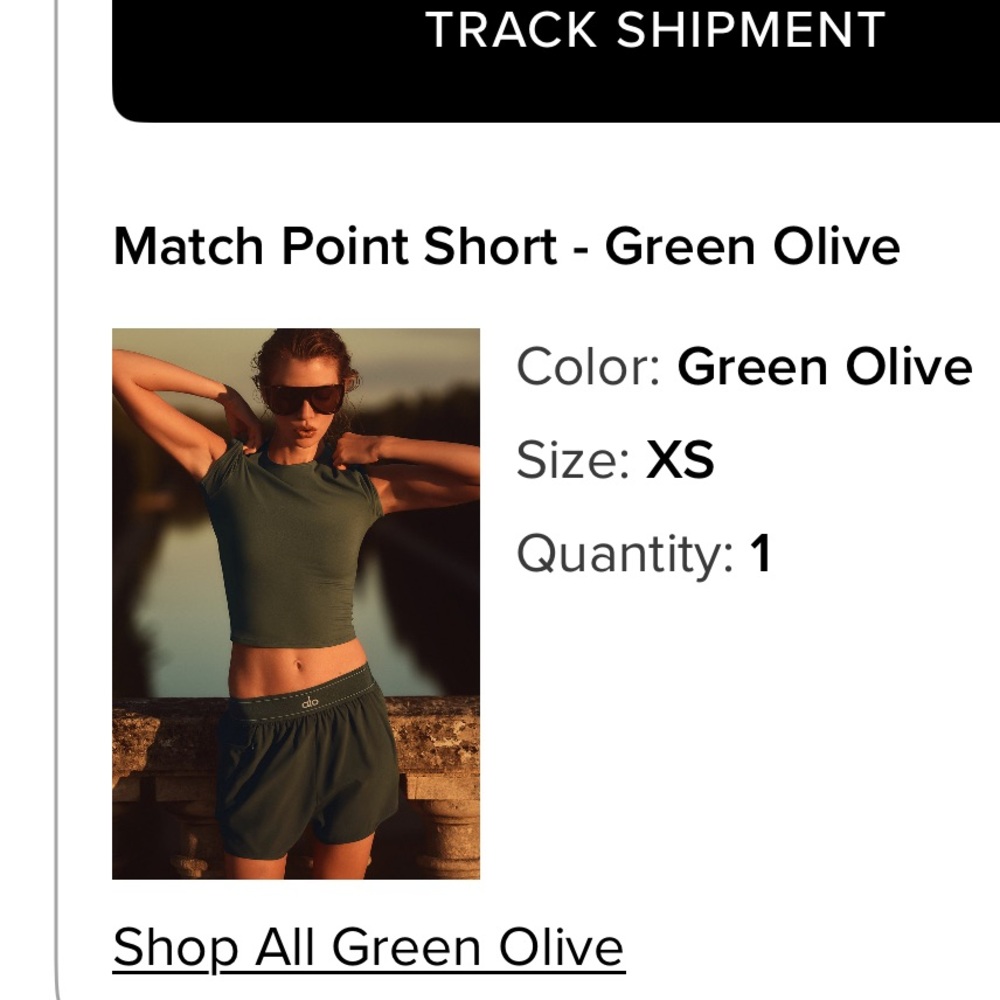 Alo Yoga ⚡️Match Point Short⚡️ Green Olive